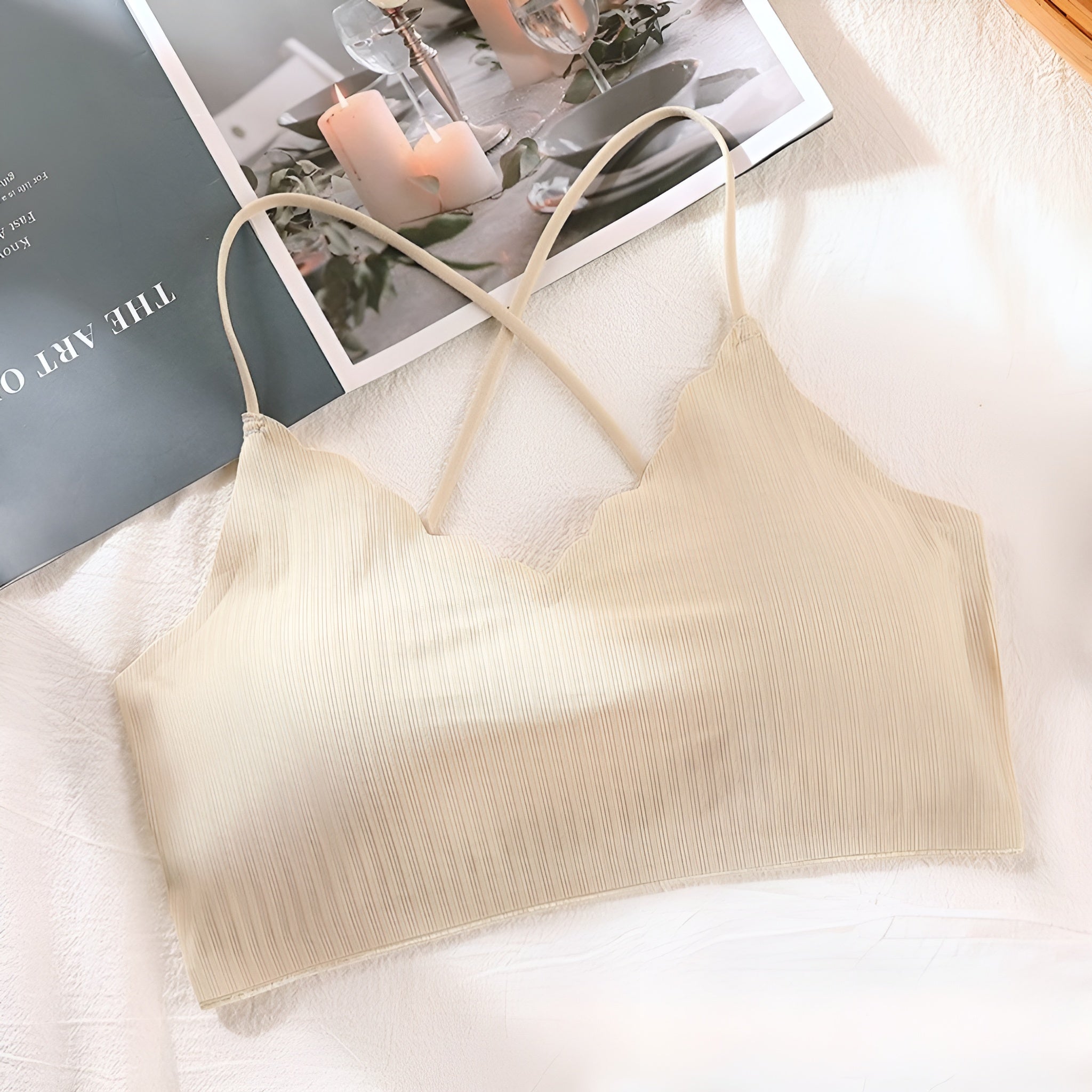 Women Ribbed Padded Bra for Women, Crop Top Soft Stretch & Comfortable Fit
