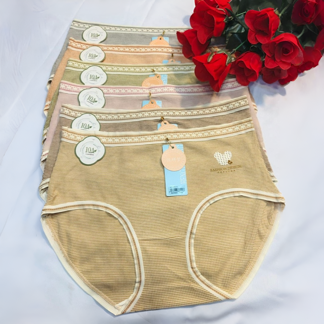 Pack of 3 Seamless  Stripped Cotton Underwear for Women