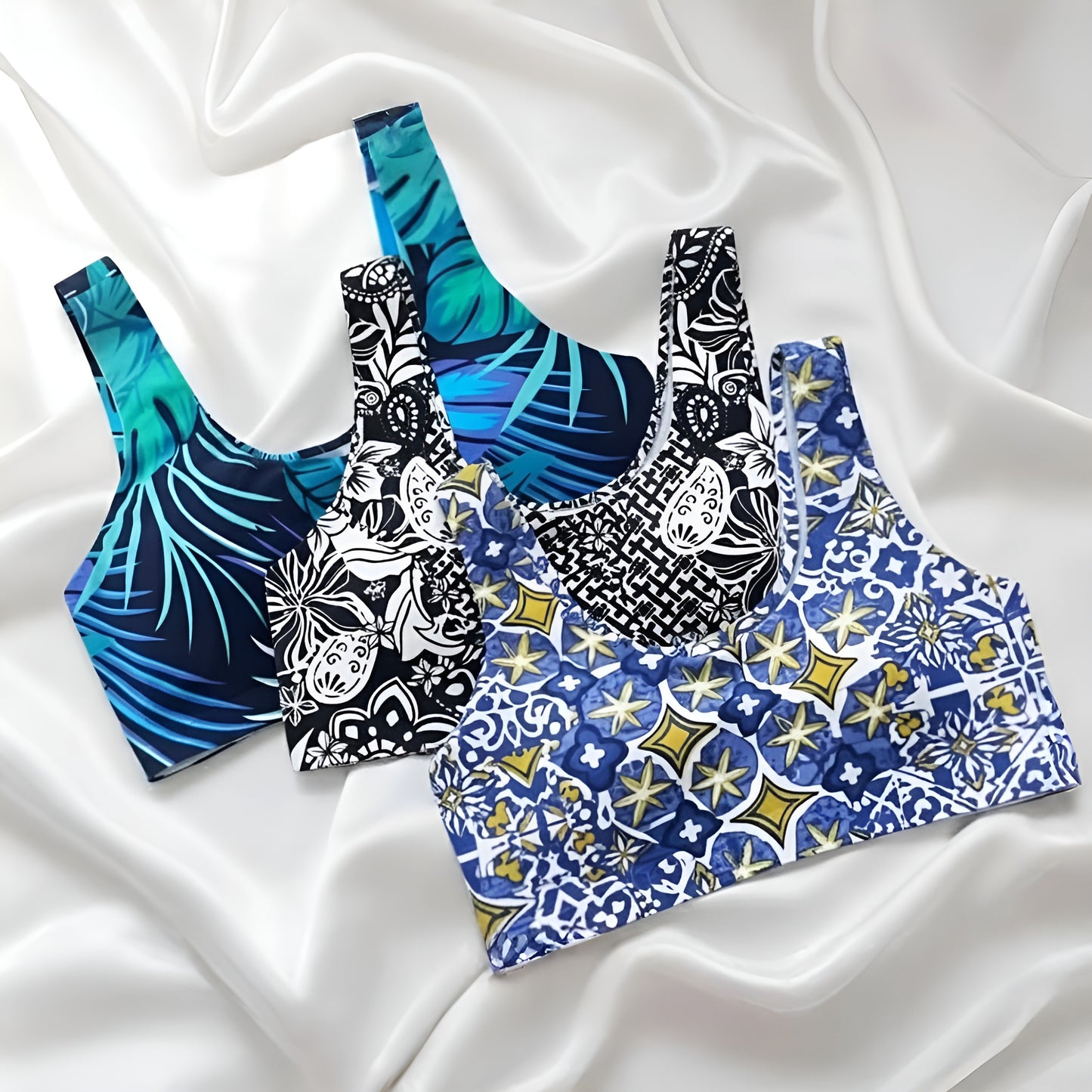Women Printed Crop Top Bra for Women, Soft Stretch & Comfortable