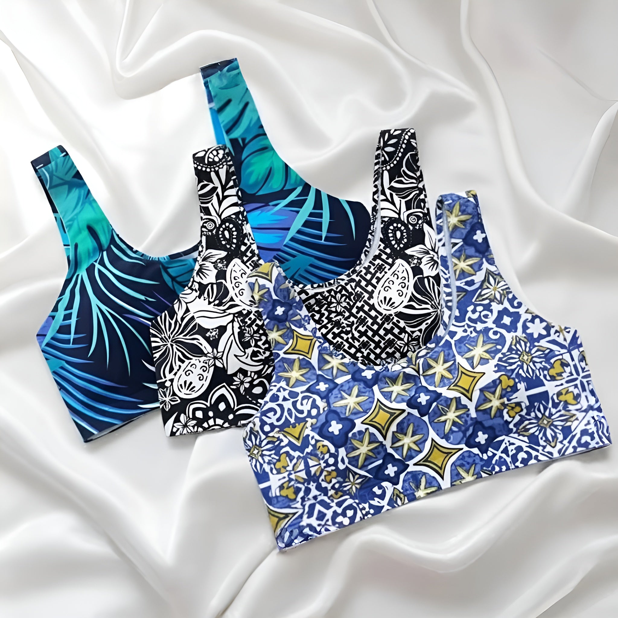 Women Printed Crop Top Bra for Women, Soft Stretch & Comfortable